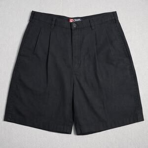 Chaps Ralph Lauren Black Linen Blend Bermuda Shorts Size 34 Pleated Casual VTG